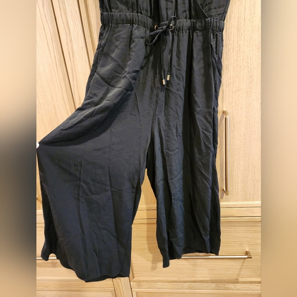 NEW Eileen Fisher black crepe v-neck jumpsuit Romper jumper - Picture 7 of 11